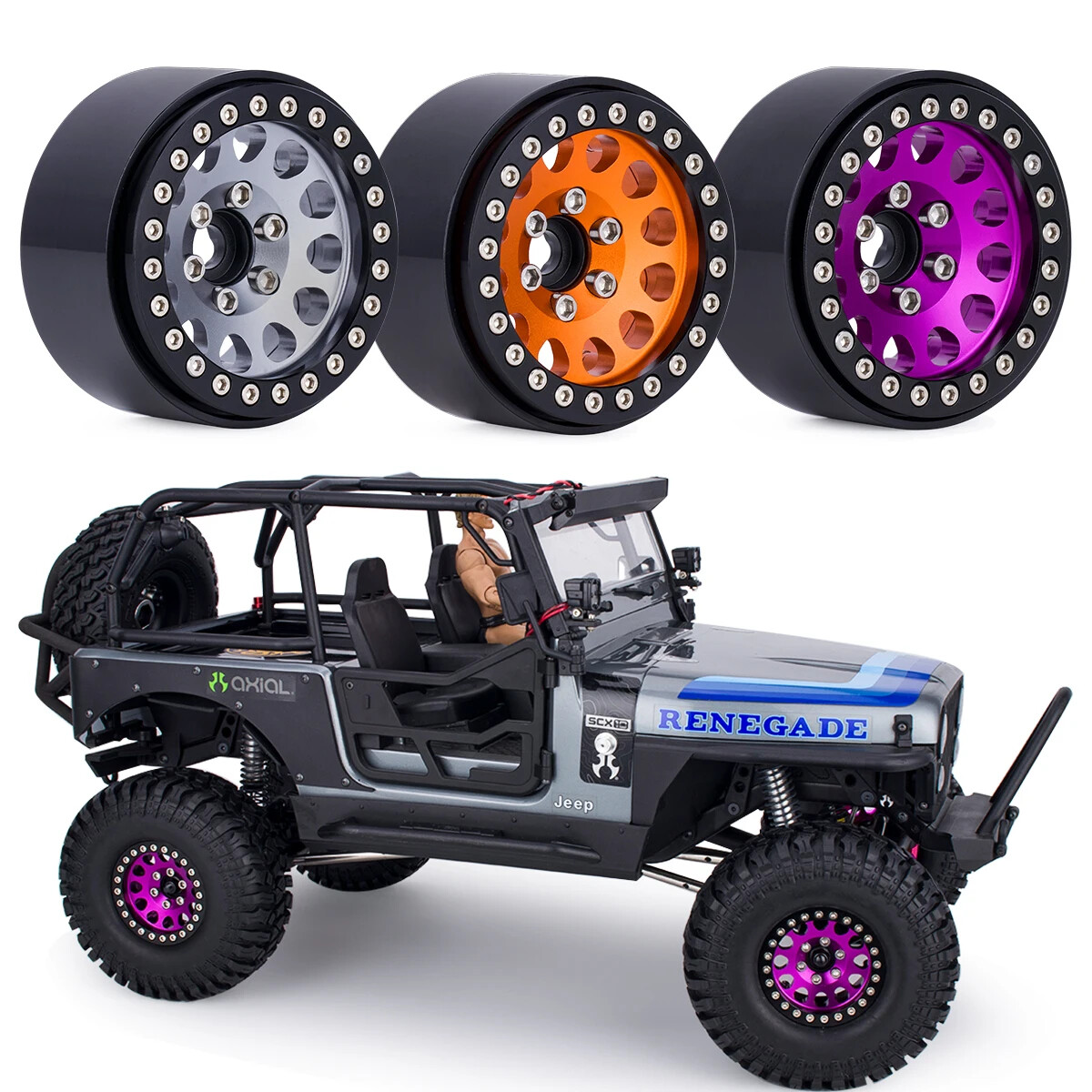 4Pcs Metal 1.9" Beadlock Wheels Rim Hub for 1/10 RC Crawler Car Axial SCX10 TRX4