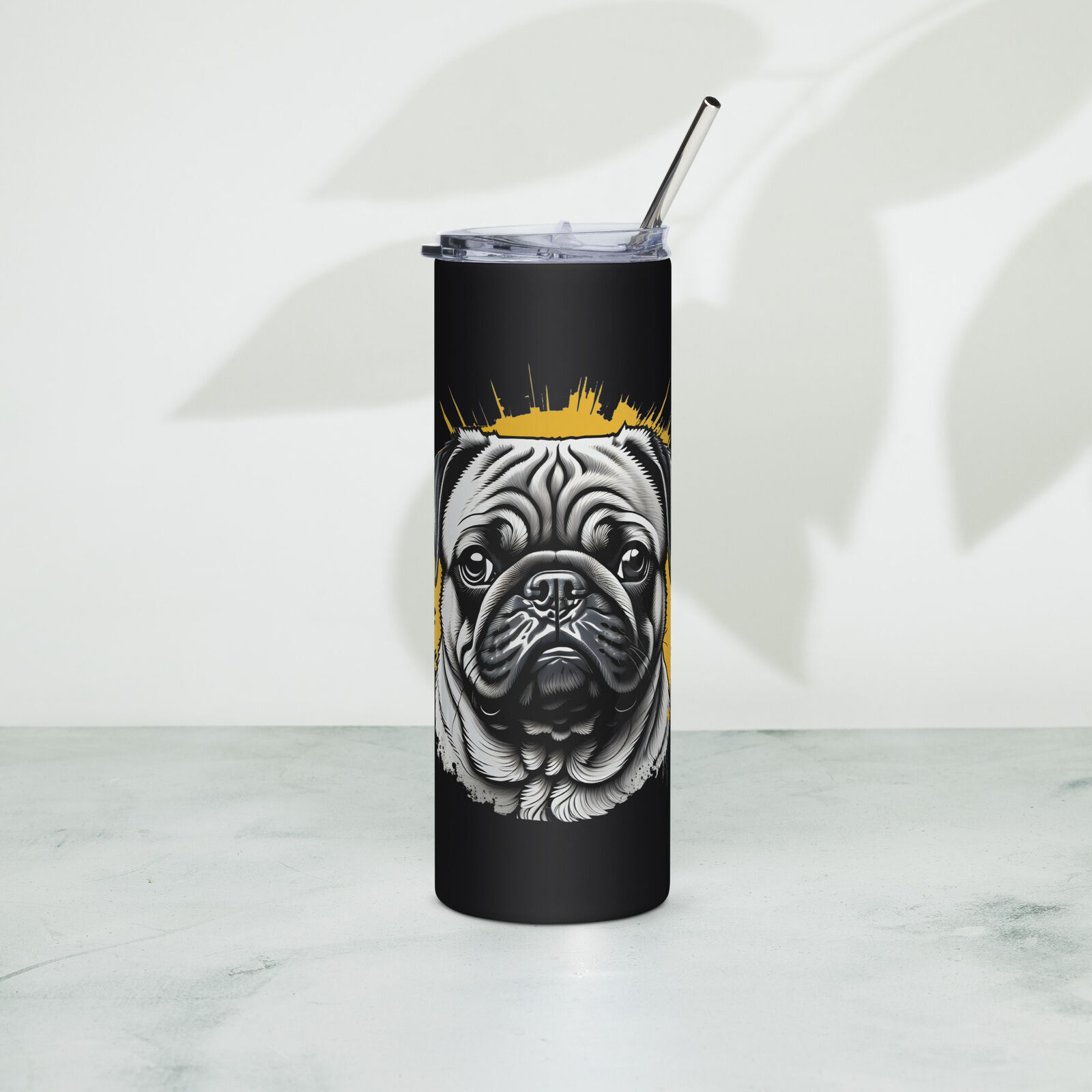 Pug Dog Tumbler | Skinny Tumblr (Steel)