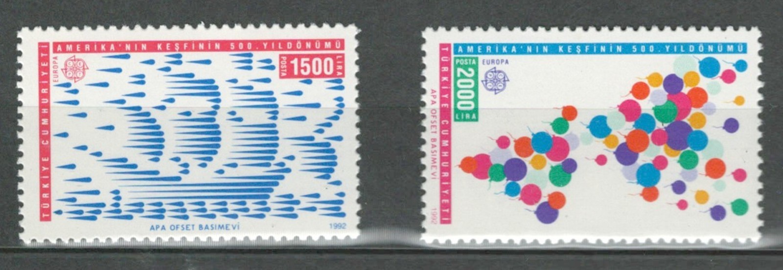 TURKEY EUROPE SHIPS & BOATS AMERICA DISCOVERY MNH SET  LOT (BOATS 242)