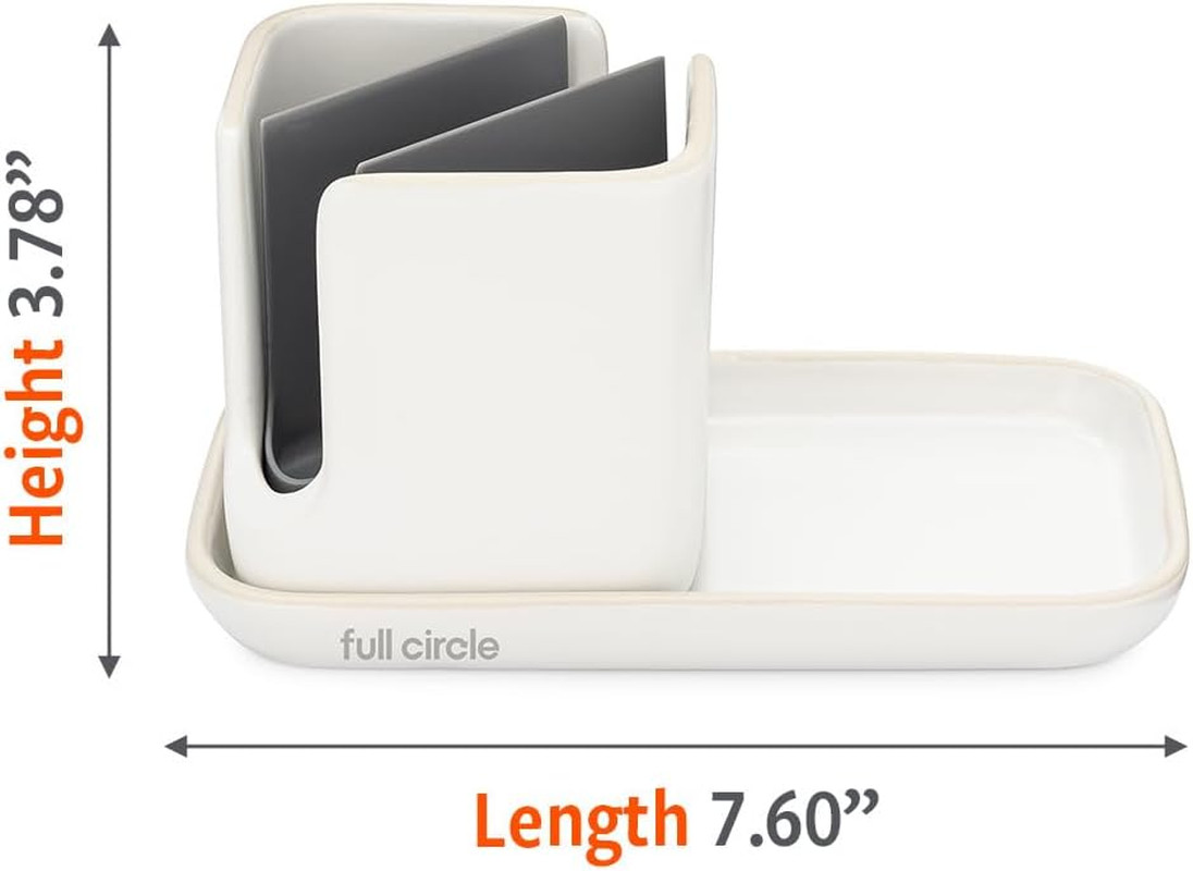 Full Circle Sinkside Ceramic Cleaning Station - Kitchen Sink Caddy & Sponge Hold