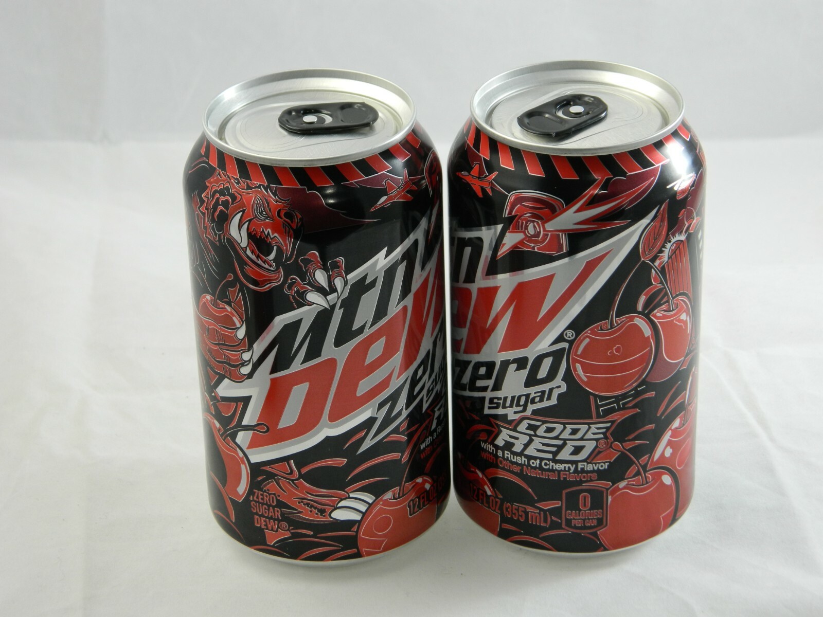 Mountain Dew Code Red Zero Sugar Art Label Full 12 Oz Can New 2022 MTN 2 Pack