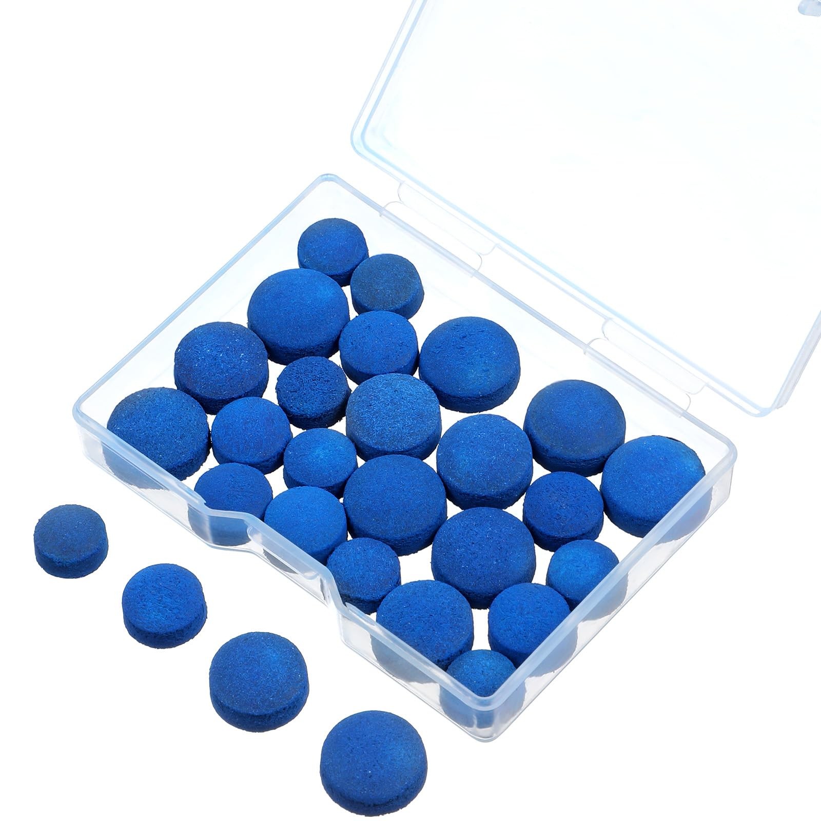 XLIUAX 32Pcs Billiard Pool Cue Tips, 13/12/10/9mm Blue Leather 9/10/12/13 mm