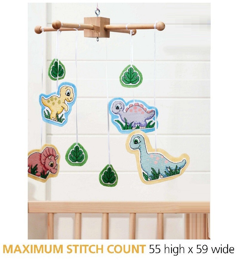 DINO MOBILE  CROSS STITCH  PATTERN ONLY      EQ  PRU