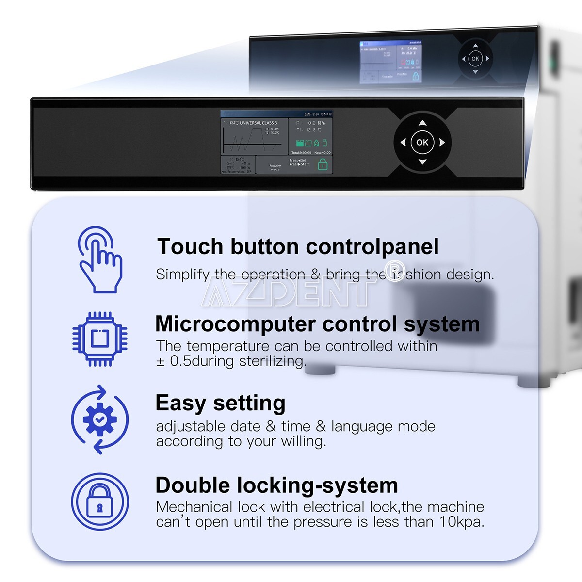 22L Class B Steam Sterilizer Dental Autoclave Pulsation vacuum With Printer