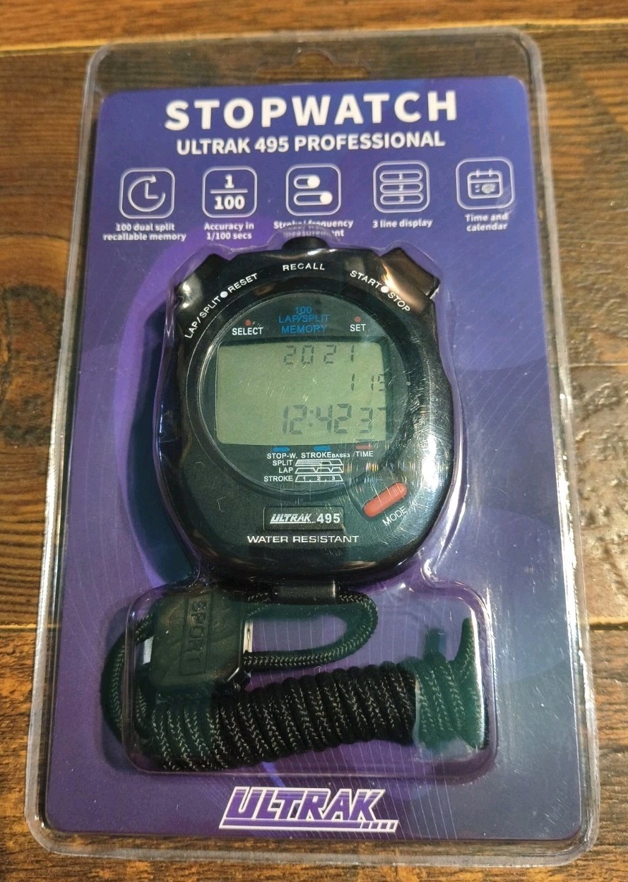 Ultrak 495 100 Lap Memory Professional Digital Stopwatch for Coaching, Black