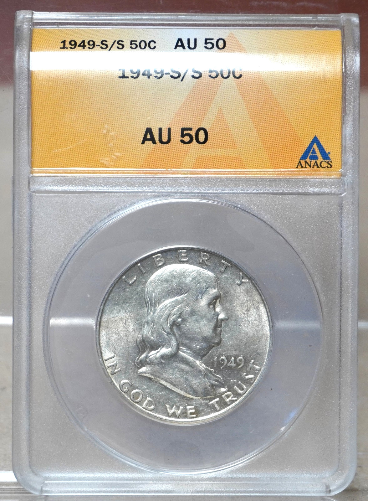 1949-S/S FRANKLIN HALF DOLLAR RPM ANACS AU50 4362691