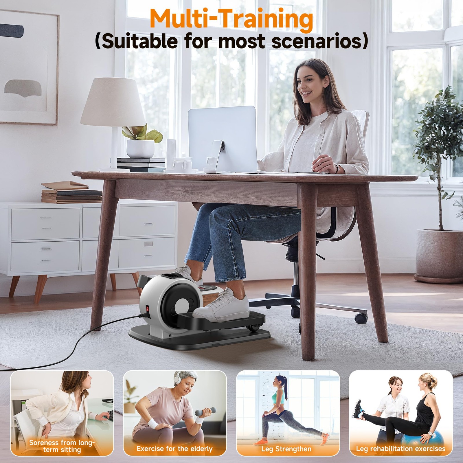 Under Desk Elliptical Sturdy Mini Leg EllipseFully Assembled Elliptical Exerc...