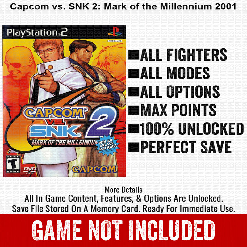 Capcom vs. SNK 2 Mark Millennium 2001 100% PS2 Memory Card All CHEATS ITEMS