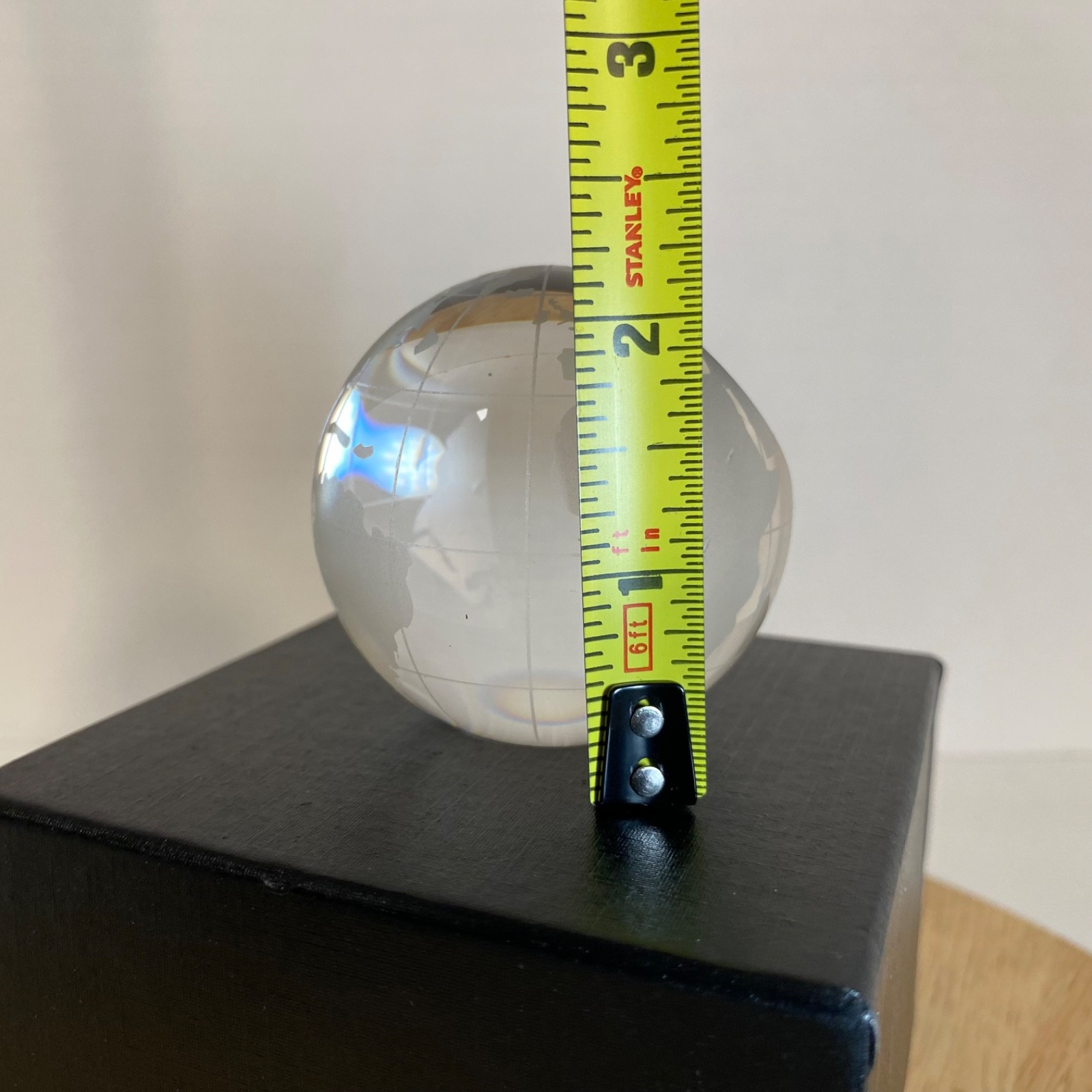 NEW Etched Crystal Globe • 2.25" • One Flat side For Etching • Award • With Box