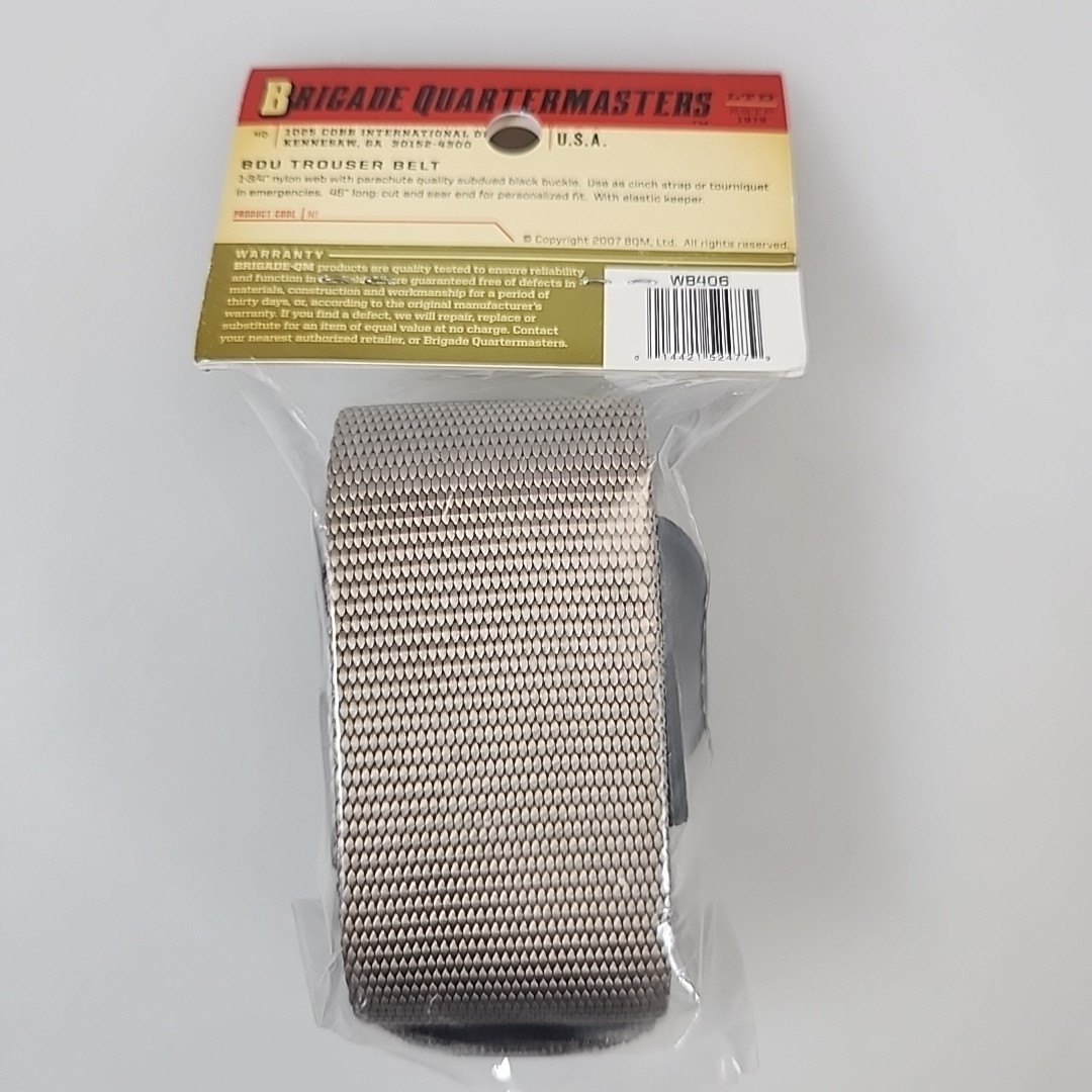 Brigade Quartermasters BDU Trouser Belt Gray 46” Cut-to-Fit Nylon Web NIP