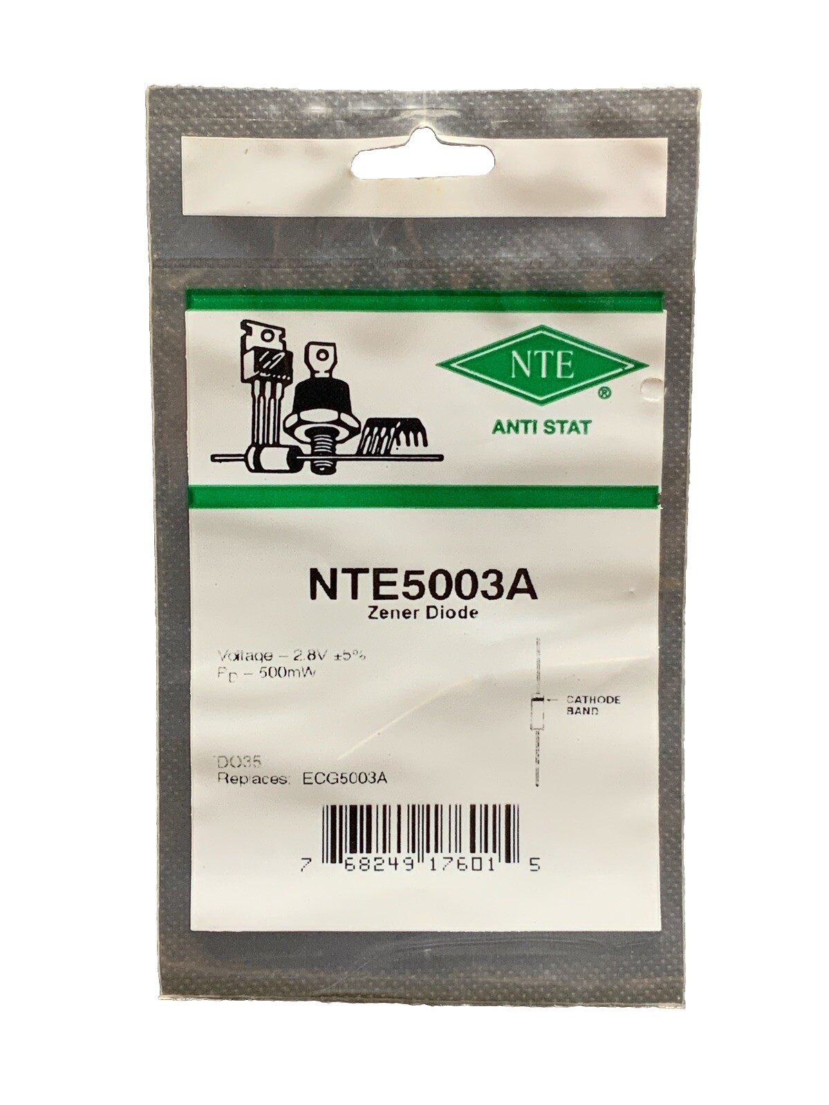 NTE5003A Zener Diode DO35 Replaces ECG5003A