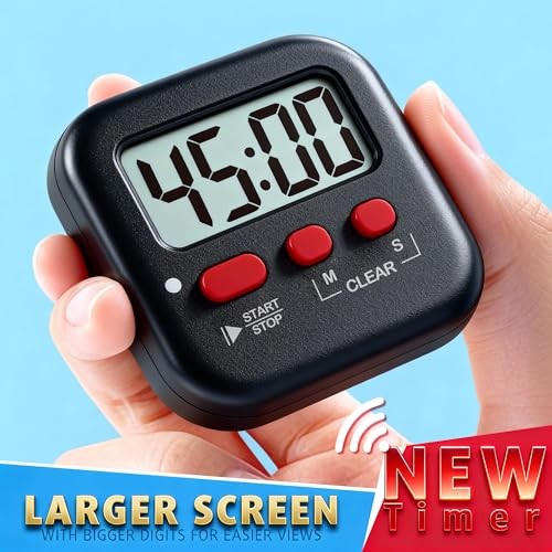 2 Pack Digital Timer for Kids, Magnetic Countdown Kitchen Timers for New Black