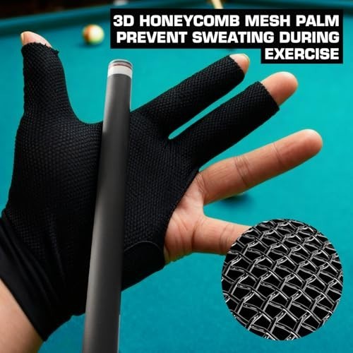 Left Hand Billiard Pool Gloves 3 Finger Snooker Cue Sporty Half Finger Glove