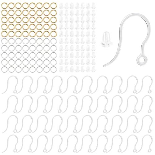 50Pcs Clear Plastic Earring Hooks - Non-Allergenic Plastic Earrings, Plastic