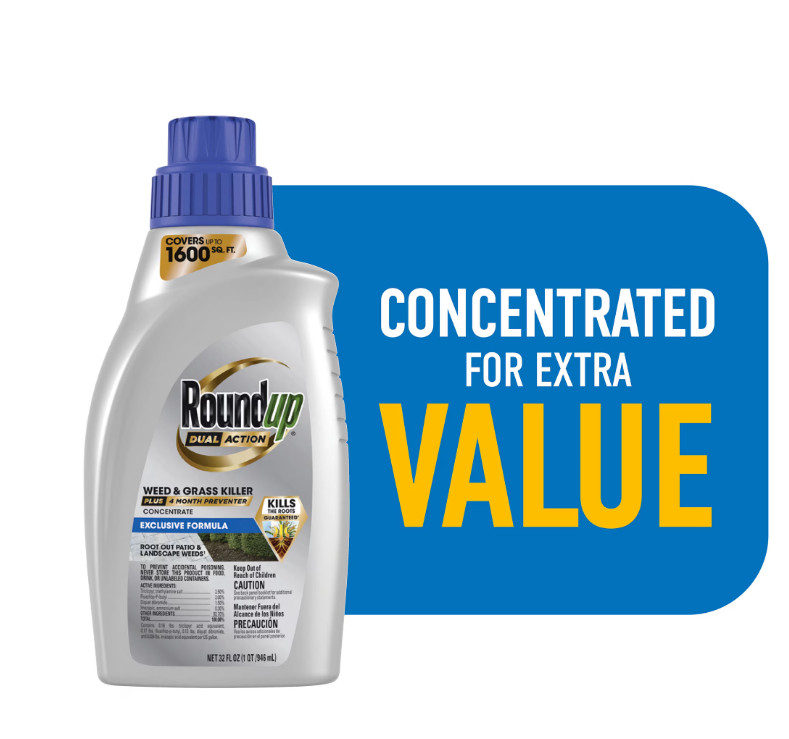 Roundup Dual Action Weed & Grass Killer Plus 4 Month Preventer, 32 fl. oz.