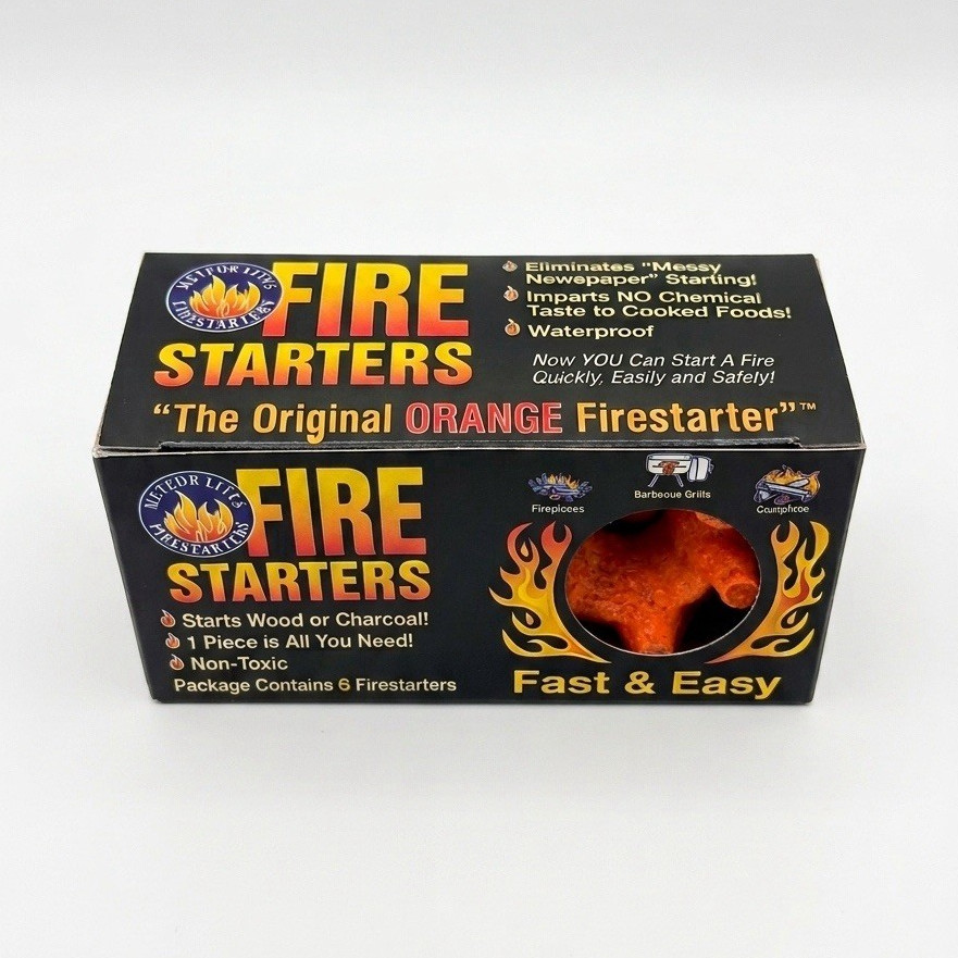 Meteor Lites The Original Orange Fire Starter - Waterproof Non-Toxic, 12 Pack