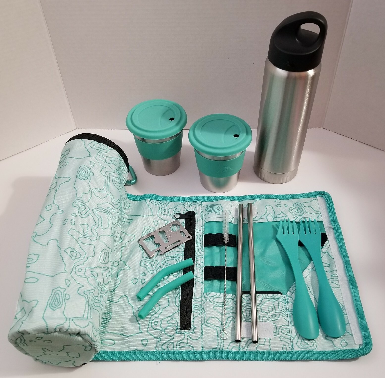 Ozark Trail Outdoor Equipment 10-Piece Bottle Combo AQUA Camping Hiking Prepping