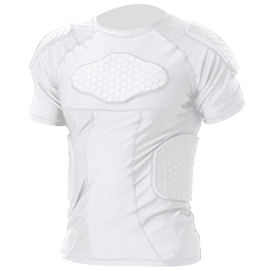 Mens Padded Compression Shirt Football Rib Protector Protective Gear Sz L