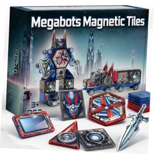 Transformer Toys MegaBots Magnetic Tiles, Transforming Robot Toy | Durable