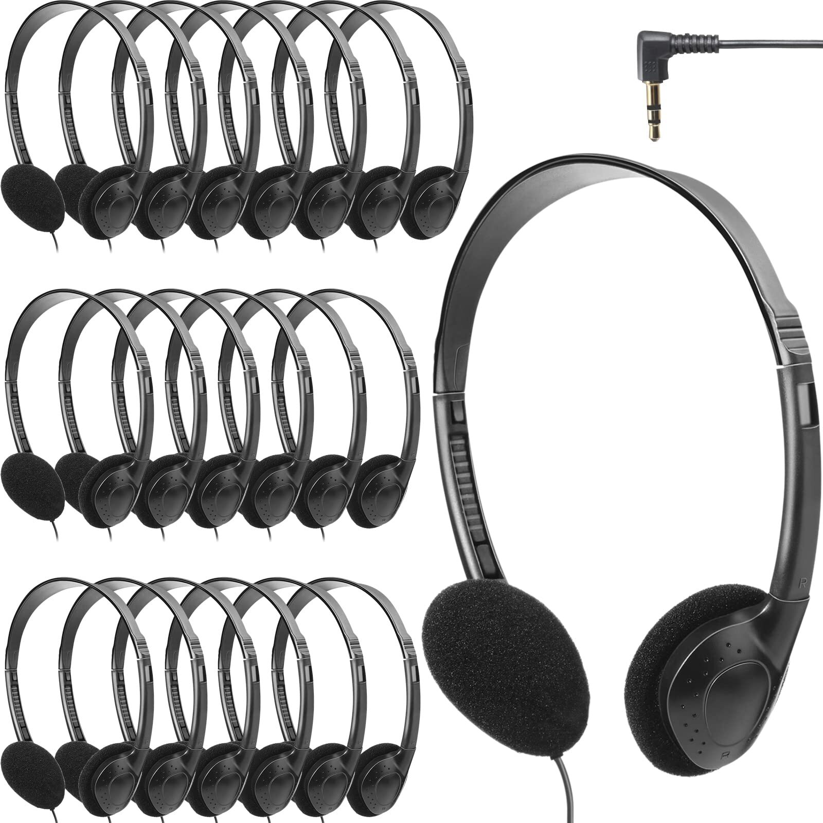 20 Pack Headphones Bulk for Classroom School Students Libraries Wired On Ear ...