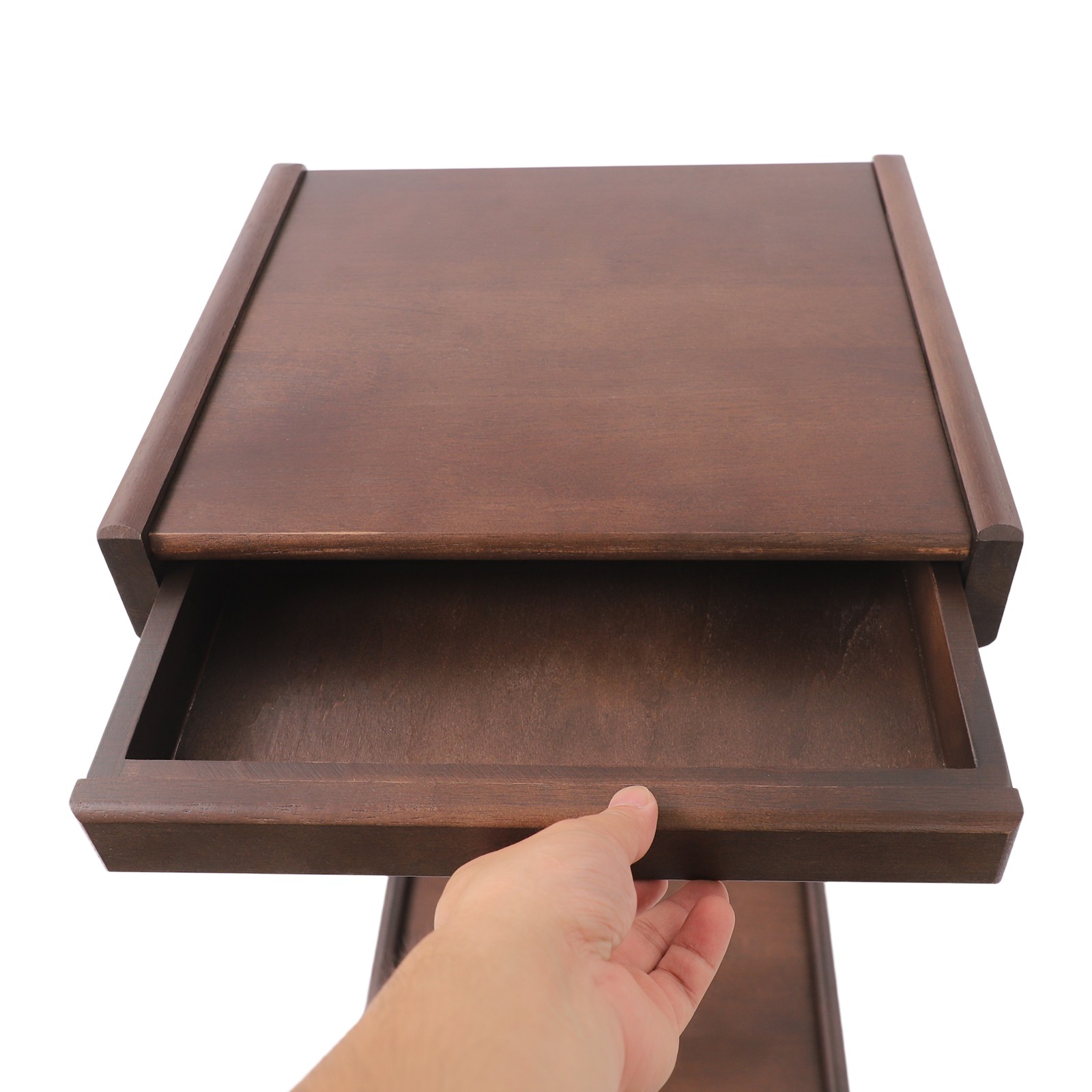 C-Shape Mobile Snack End Side Sofa Laptop Table w/ Drawer & Lockable Wheels