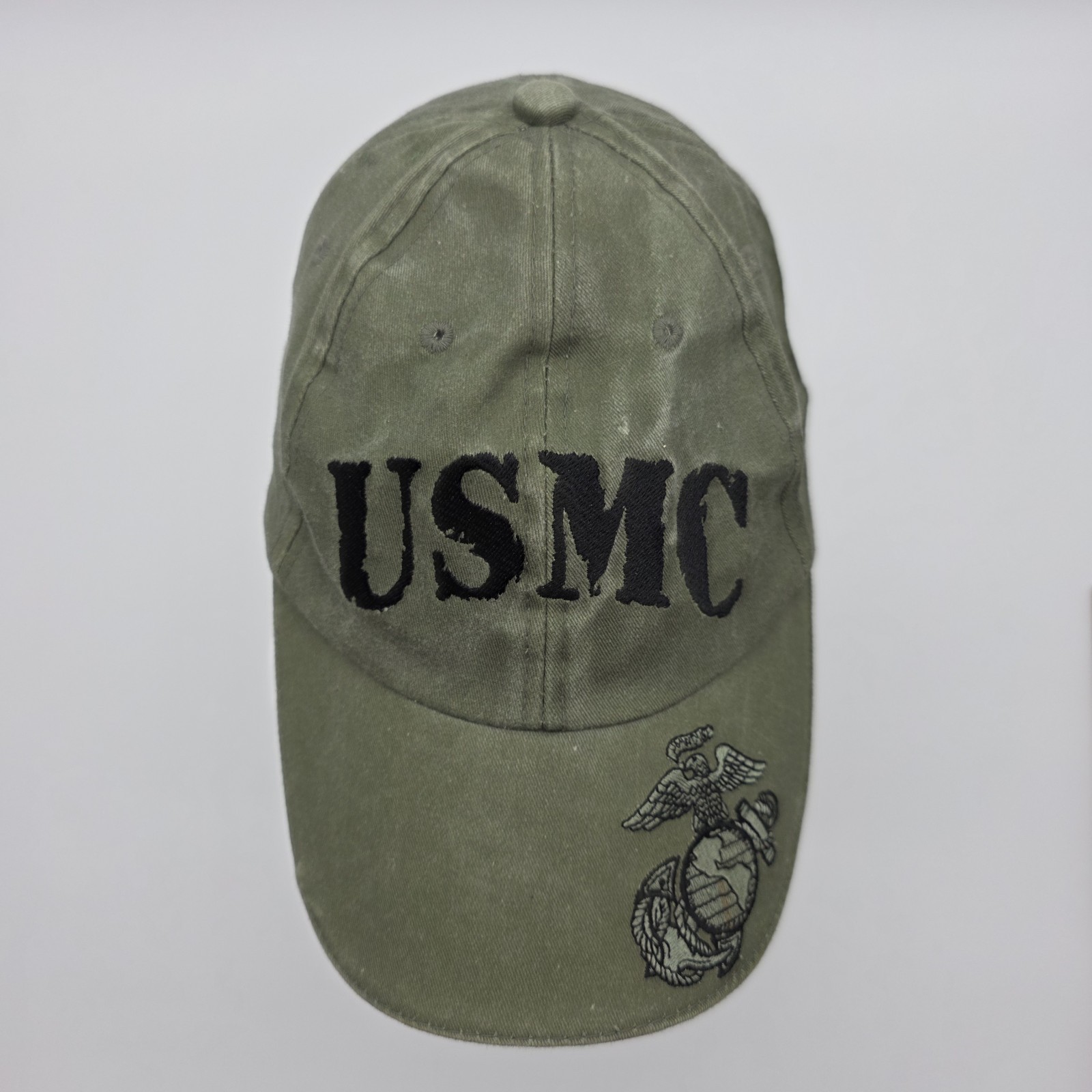 USMC Hat Olive Drab US Marine Corps Eagle Globe Strapback Cap