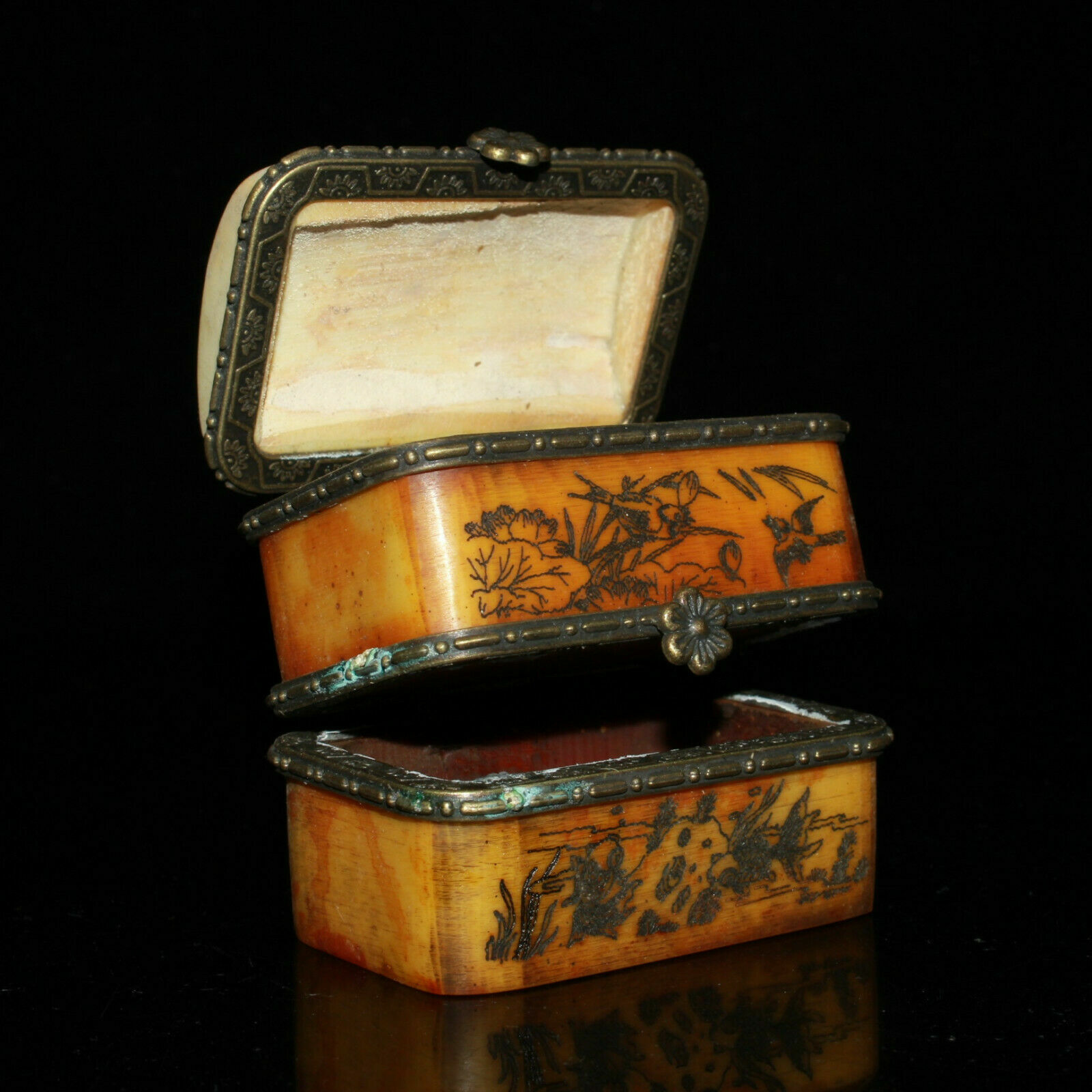 Rare Small Unique Vintage Antique Plum Jewelry Box -