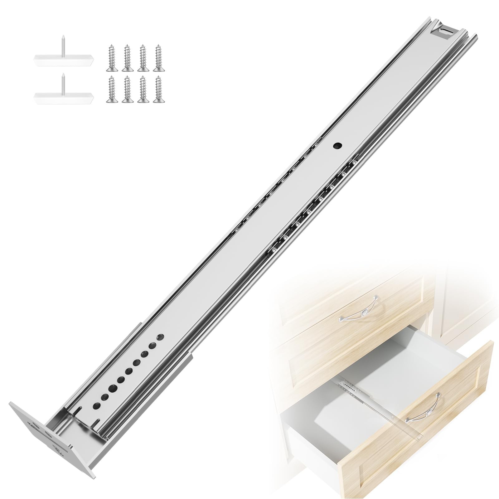 Cosycove 2 Pcs 16 Inch Center Mount Drawer Slides, Bottom Mount, 16, Sliver