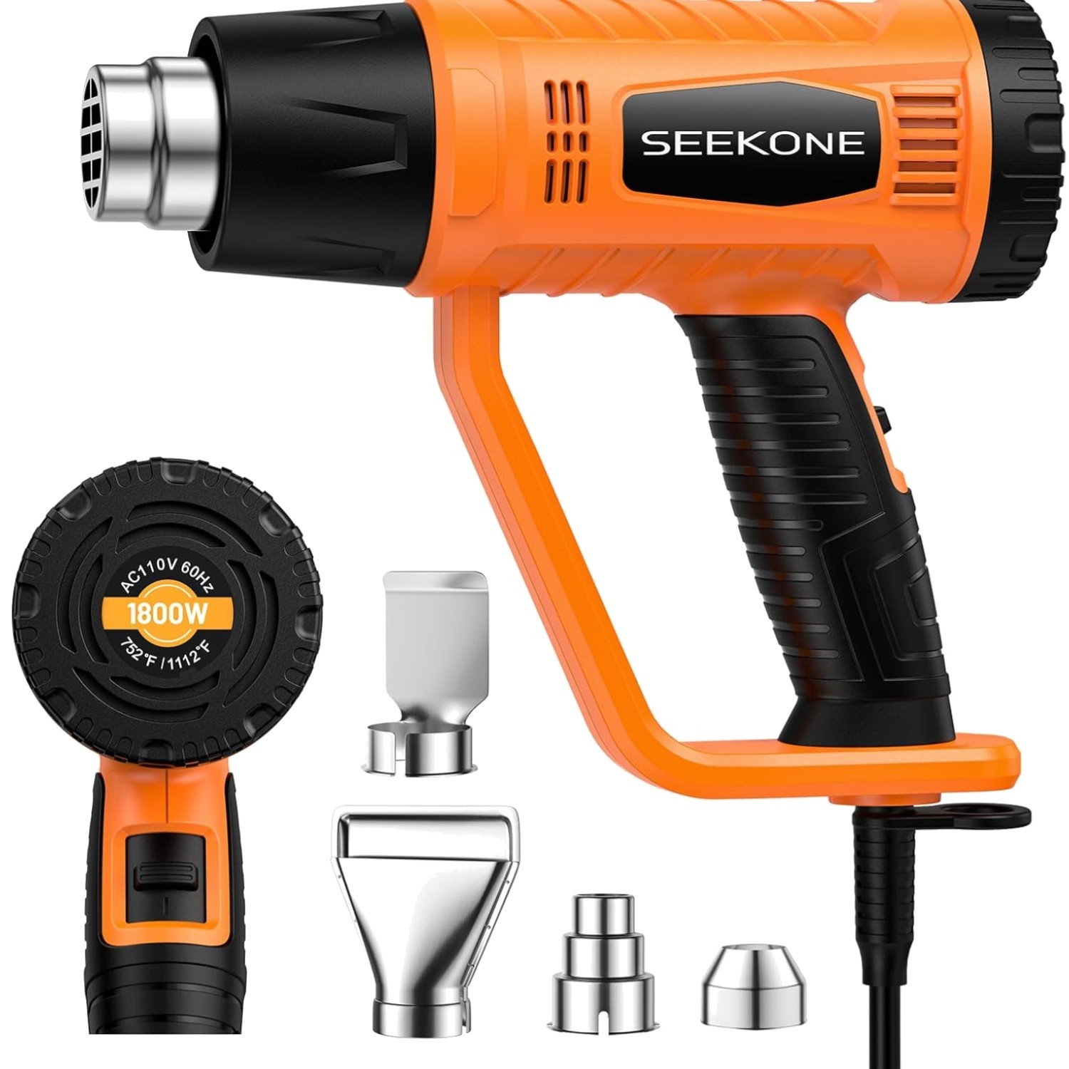 Heat Gun 1800W Heavy Duty Fast Heat Hot Air Gun Kit with 752℉&1112℉（400℃-600℃...