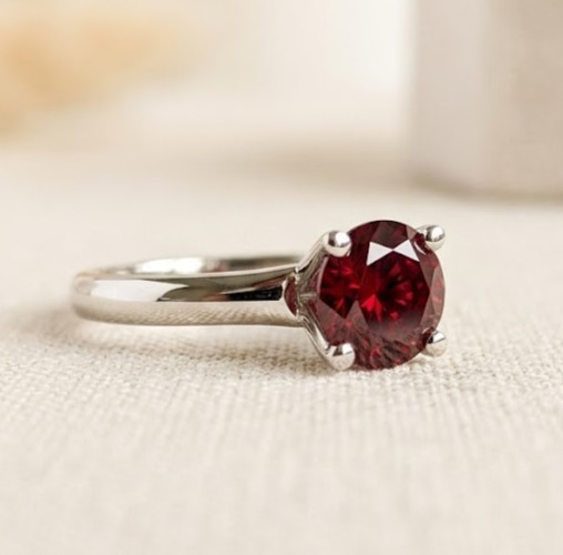5.00 CT Certified Round Cut Red Diamond Ring, Tariffs FREE & Matching Studs.