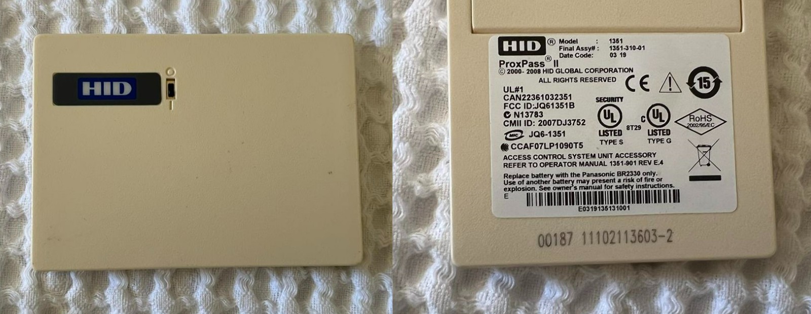 HID ProxPass II Vehicle ID Proximity Tags 1351 1351-310-01 Gate Security Access