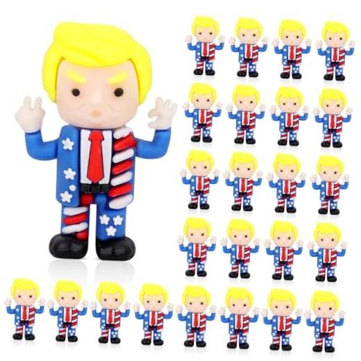 25 Pcs 4th of July Mini Figures Ornaments,Fun Miniature Yellow Blue
