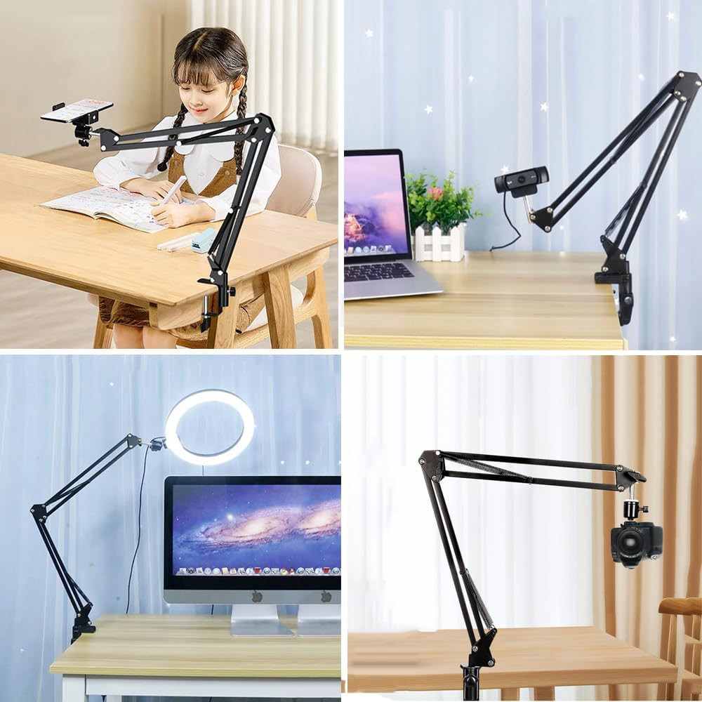 Overhead Tripod Mount for Camera Webcam Ring Light, over Head Articulating Arm w
