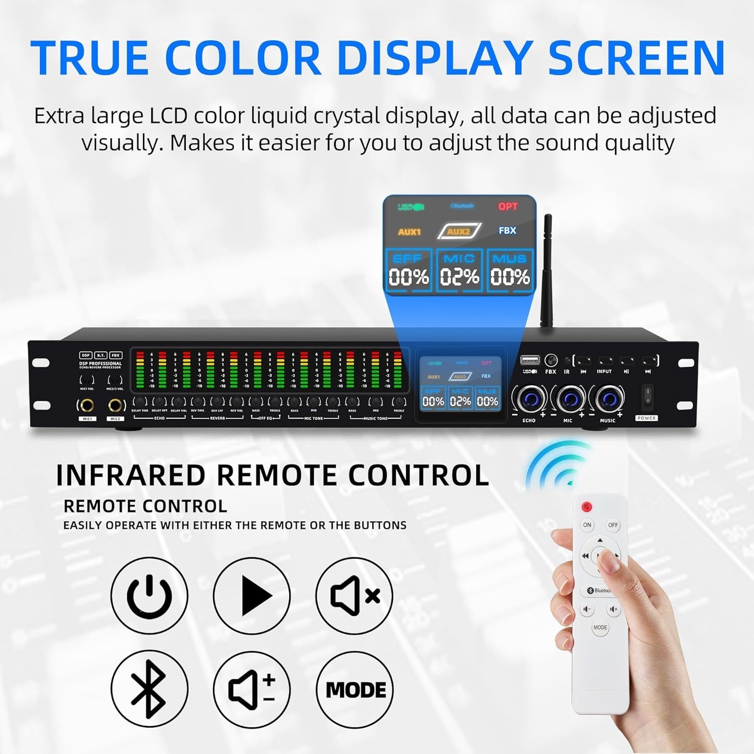 K-6 Professional KTV Digital Pre-Stage Effector Anti-Howling Audio Processor Kar