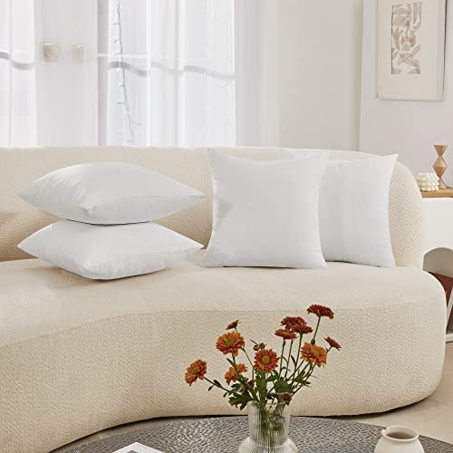 Deconovo Decorative Throw Pillow Covers - 18" x 18" (Pack of 4) Natural White