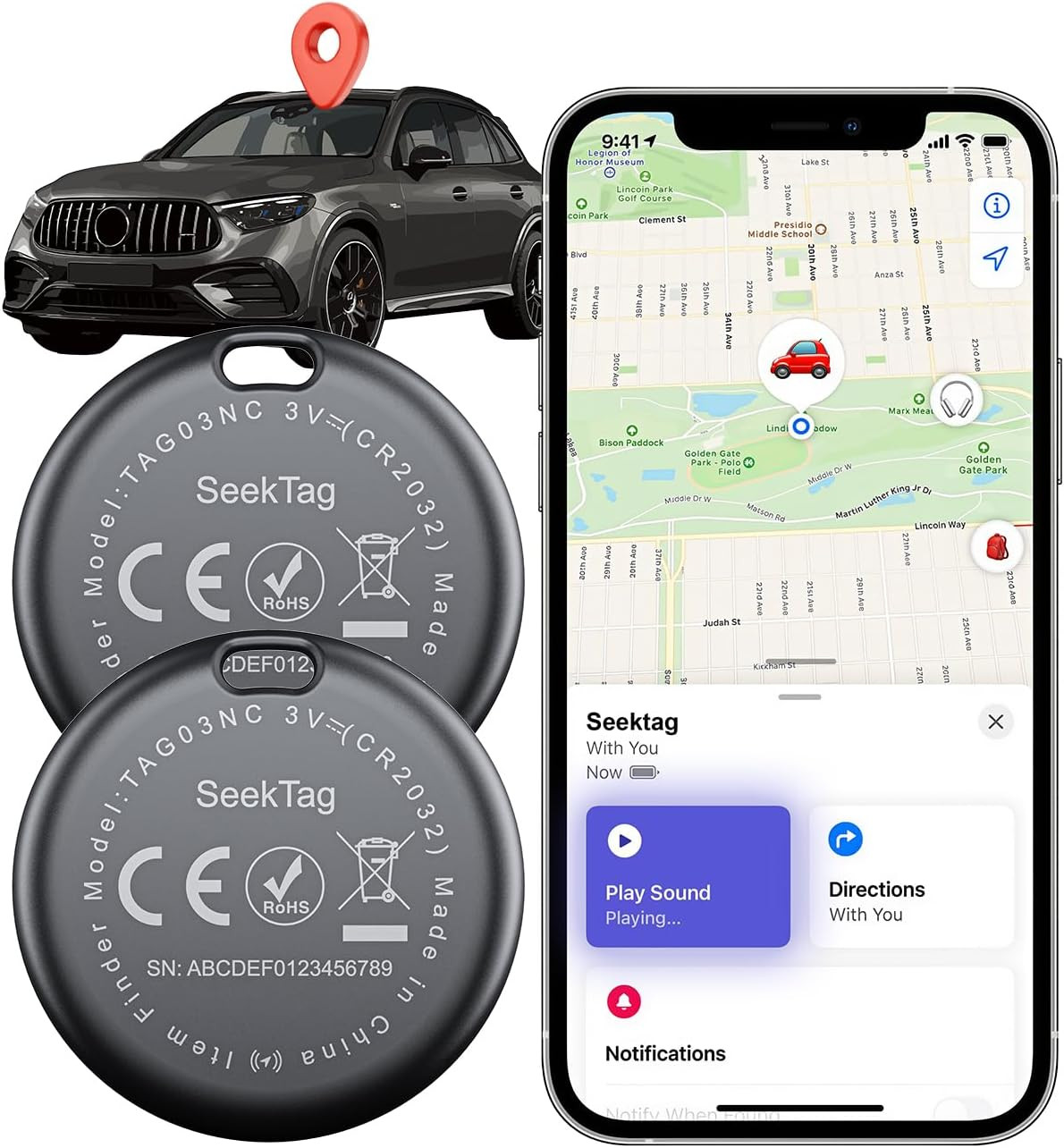 2 PCS GPS Vehicle Tracker – No Monthly Fee | 2-Year Battery Life, Magnetic Case,