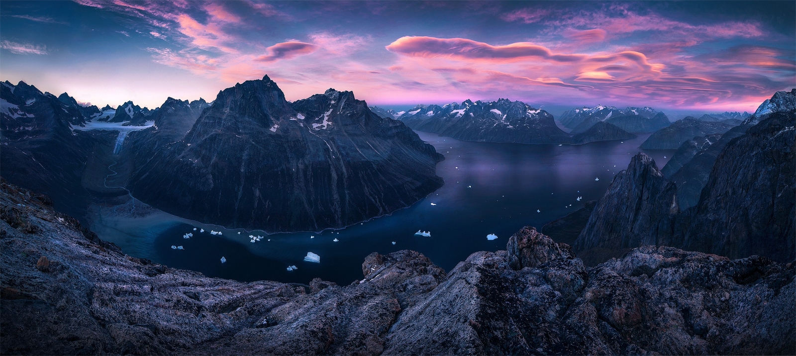 Landscape greenland bay glacier nature panorama Custom Gaming Mat Desk