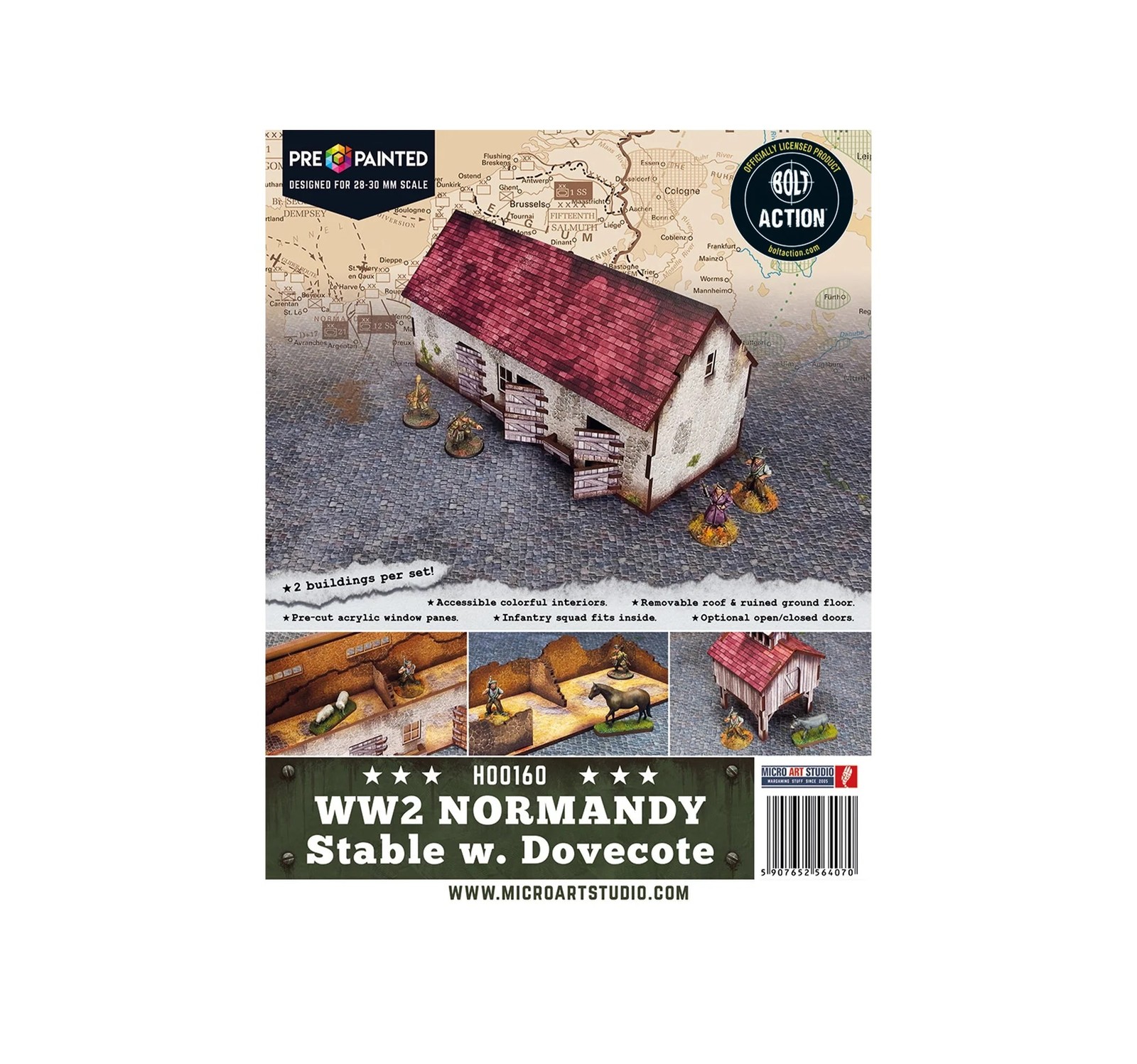 Micro Art Studio: Pre Painted WWII Normandy Stable w/ Dovecote