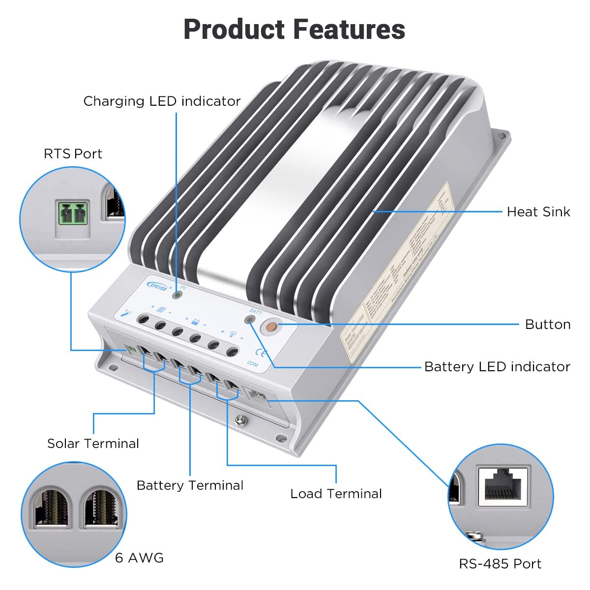 Epever Mppt Solar Charge Controller 30A 12V/24V Auto Solar Panel Charge