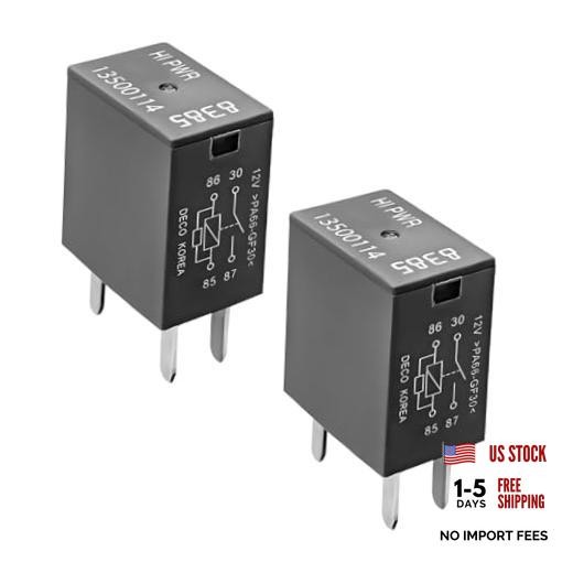 Car Air Conditioning Relay, 13500114/8385 12VDC 40A High Power 4-Pin 2 PCS