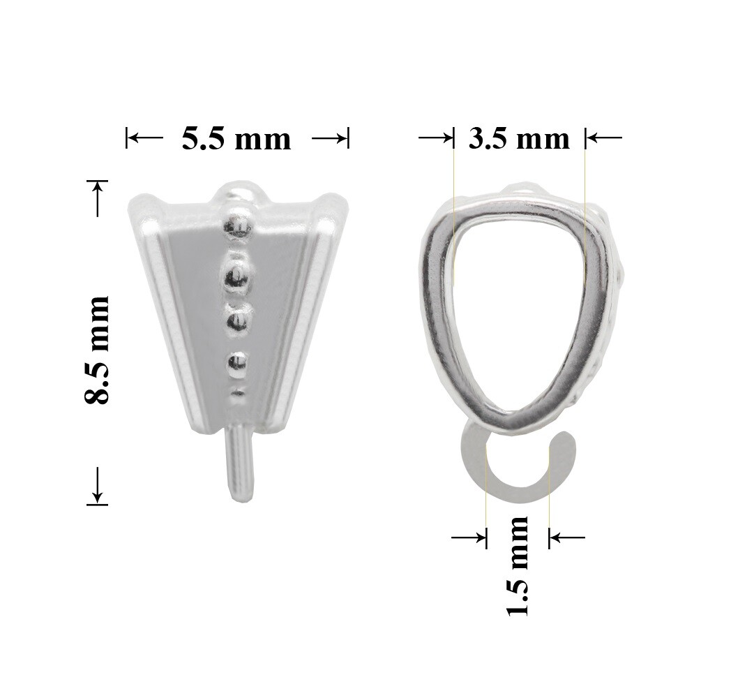 Sterling Silver Open Loop Slide Bails without Clip 8.5x5.5mm Jewellery Findings