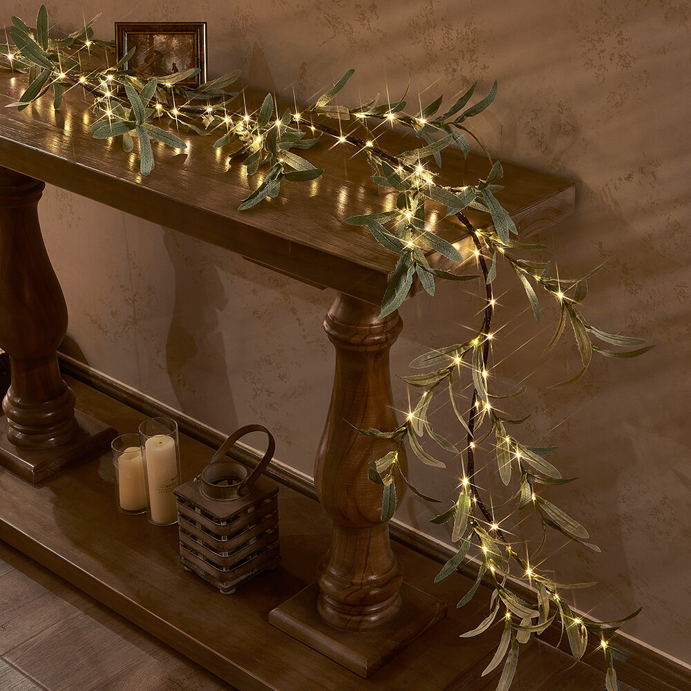 Hairui Olive Garland Lights Garland String 6FT for Home Christmas Spring Decor