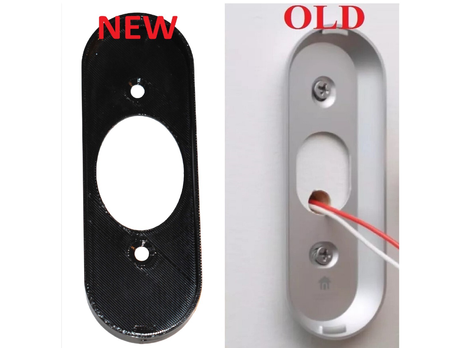 Black WIRED Nest Hello Video Home Doorbell Bracket Faceplate Mounting Replacemet