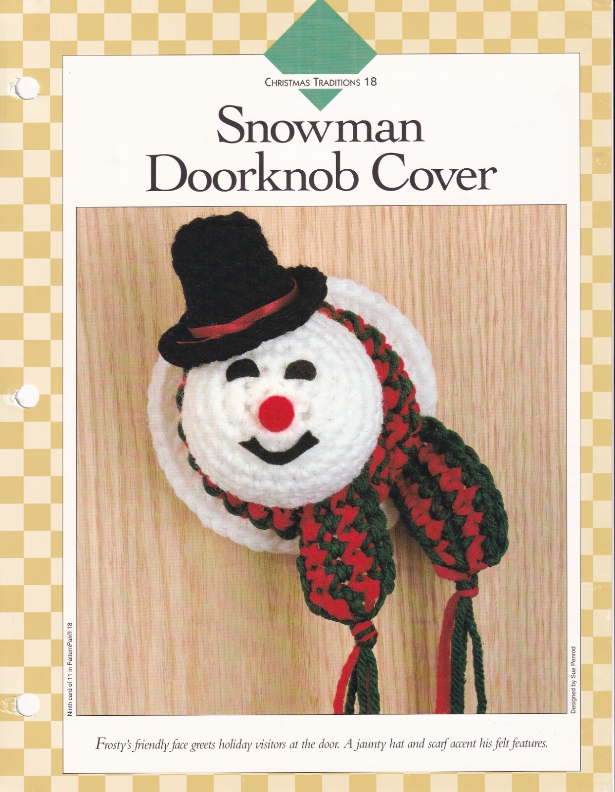 SNOWMAN DOORKNOB COVER Crochet Pattern Vanna's Afghan Crochet Club