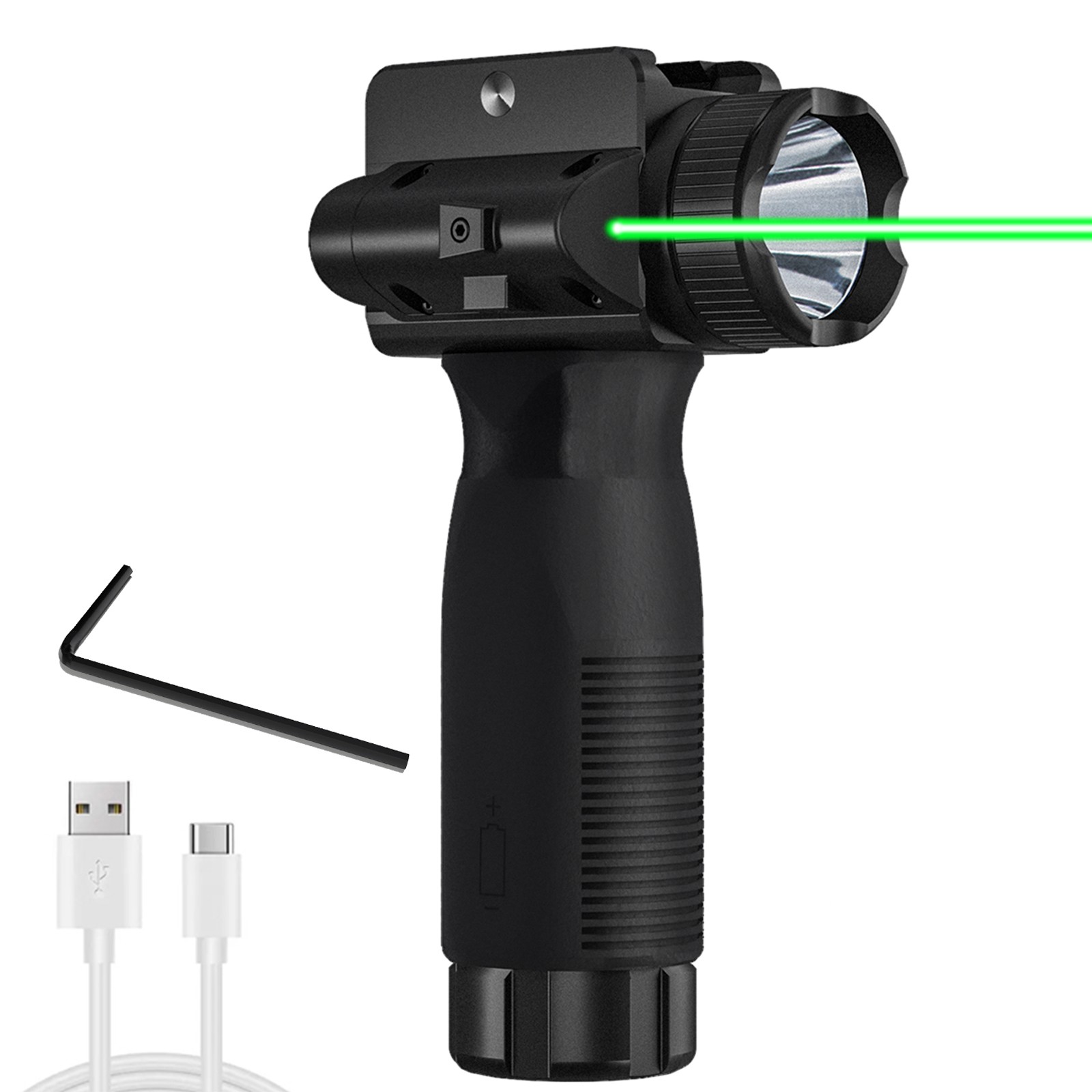 Tactical 2000LM Flashlight Green Rifle Pistol Laser Light Combo Rechargeable