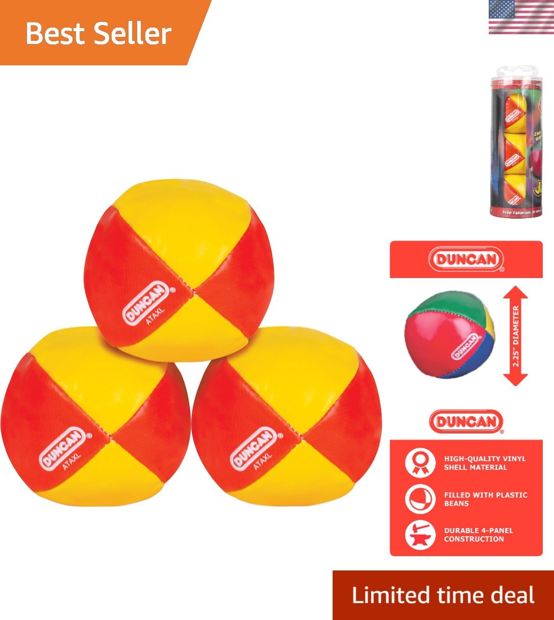 Easy-Clean Multicolor Juggling Balls - Ideal for Beginners & Circus Enthusiasts