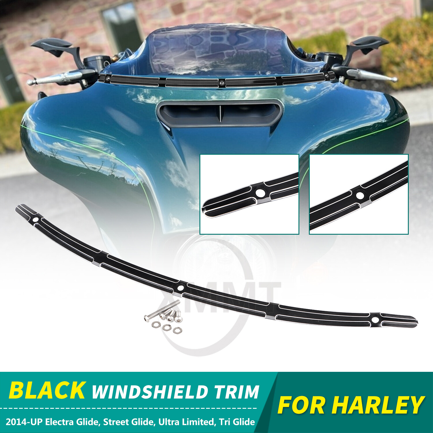 Motor Black Cut Fairing Windshield Trim For Harley Street Electra Glide FLHTK