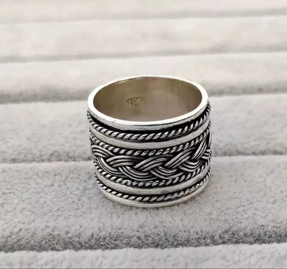 Solid 925 Sterling Silver Spinner Ring Statement Ring For Men & Women All Size