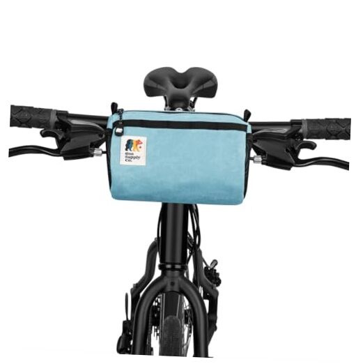 Bike Handlebar Bag – Waxed Canvas Exterior with Quick-Access Sky Blue