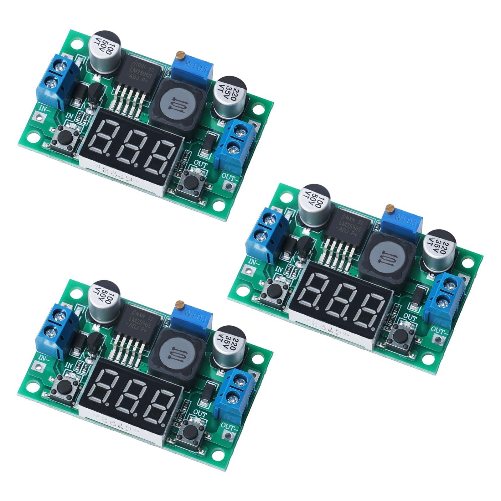 3 PCS Green LM2596 Adjustable DCDC Buck Converter Step Down LED 440V Module